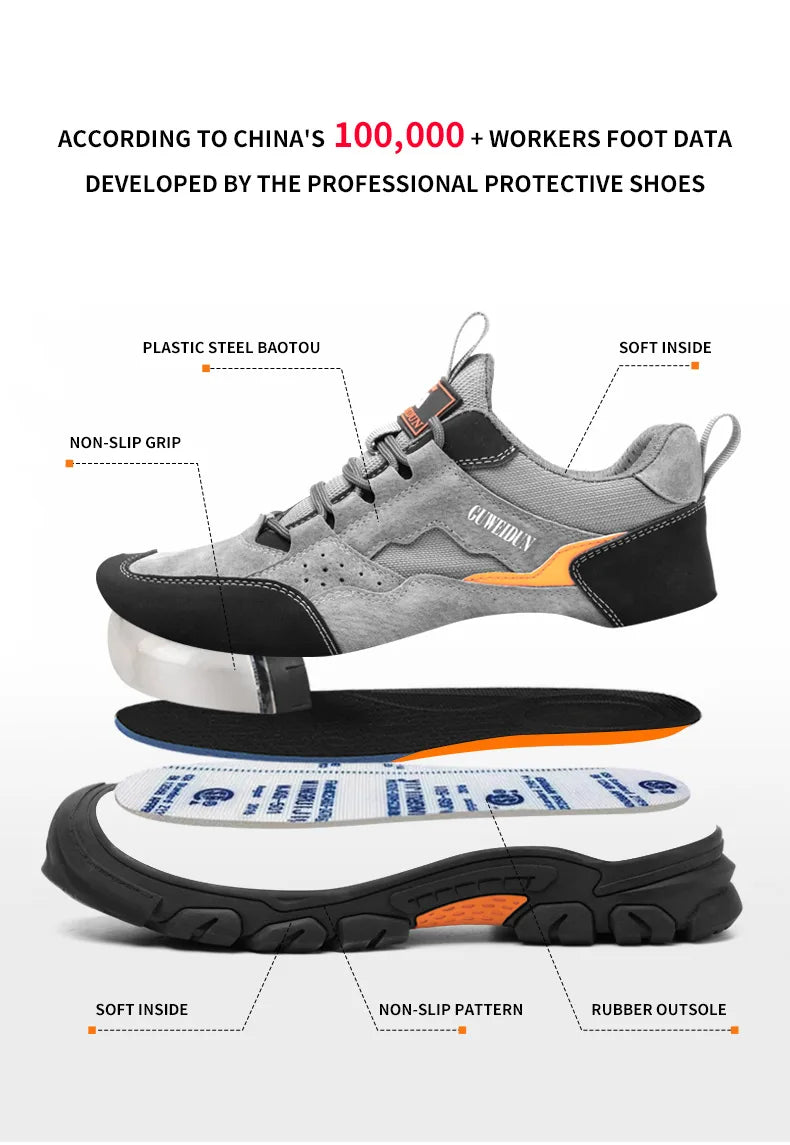 Men’s Lightweight Safety Work Shoes – Plastic Toe & Anti-Puncture